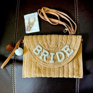 BRIDE straw clutch purse with earrings